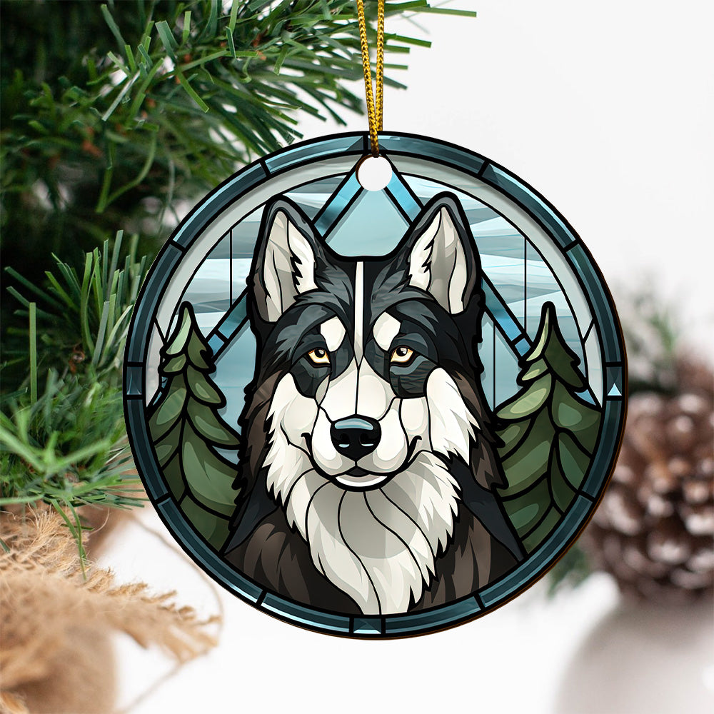 Husky Wooden Ornaments 2 Sides, Husky Ornaments For Christmas Tree, Christmas Tree Hanging, Christmas Decorations EPHG-52481