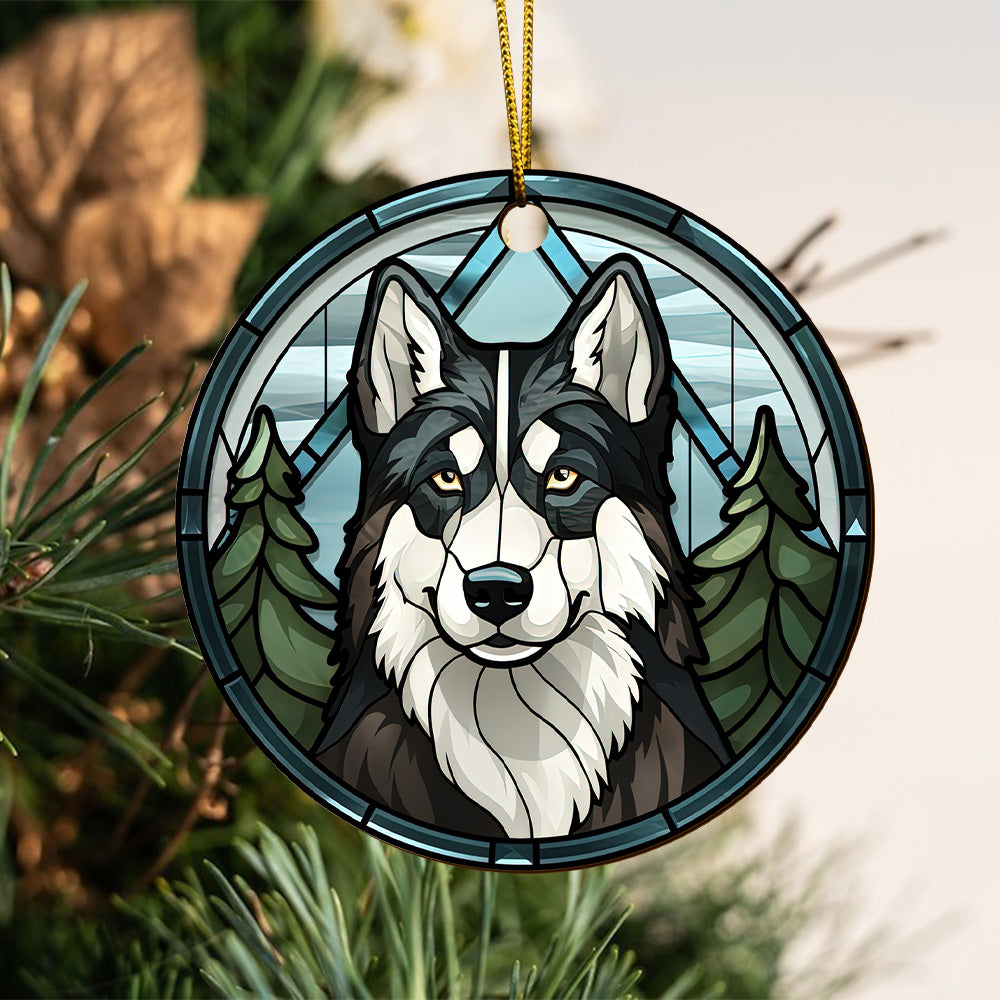 Husky Wooden Ornaments 2 Sides, Husky Ornaments For Christmas Tree, Christmas Tree Hanging, Christmas Decorations EPHG-52481