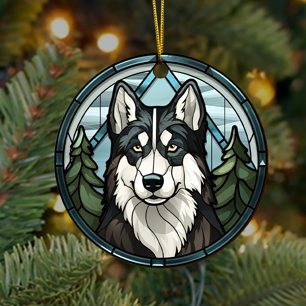 Husky Wooden Ornaments 2 Sides, Husky Ornaments For Christmas Tree, Christmas Tree Hanging, Christmas Decorations EPHG-52481