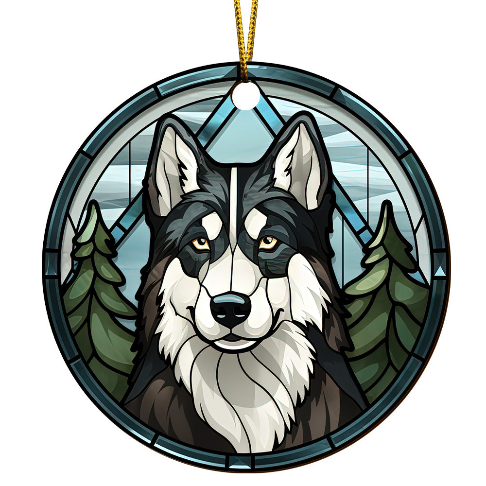 Husky Wooden Ornaments 2 Sides, Husky Ornaments For Christmas Tree, Christmas Tree Hanging, Christmas Decorations EPHG-52481