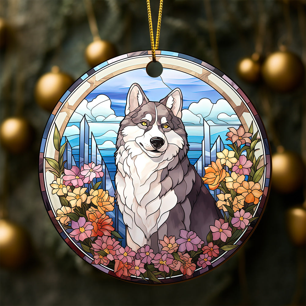 Husky Wooden Ornaments 2 Sides, Husky Ornaments For Christmas Tree, Christmas Tree Hanging, Christmas Decorations EPHG-52481