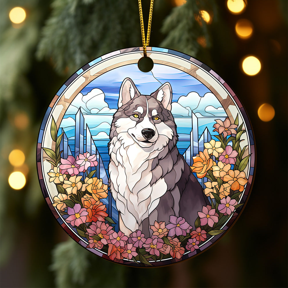 Husky Wooden Ornaments 2 Sides, Husky Ornaments For Christmas Tree, Christmas Tree Hanging, Christmas Decorations EPHG-52481