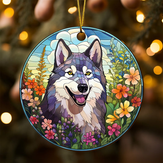 Husky Wooden Ornaments 2 Sides, Husky Ornaments For Christmas Tree, Christmas Tree Hanging, Christmas Decorations EPHG-52481