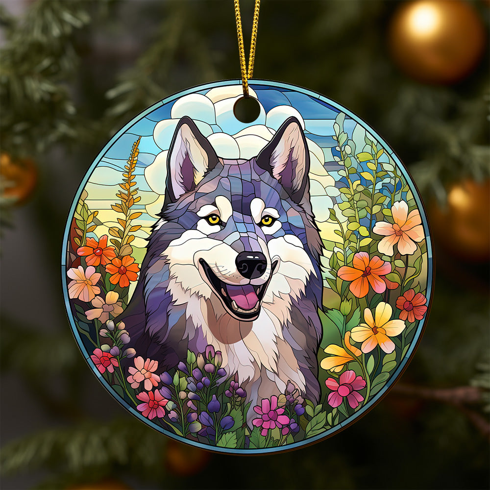 Husky Wooden Ornaments 2 Sides, Husky Ornaments For Christmas Tree, Christmas Tree Hanging, Christmas Decorations EPHG-52481