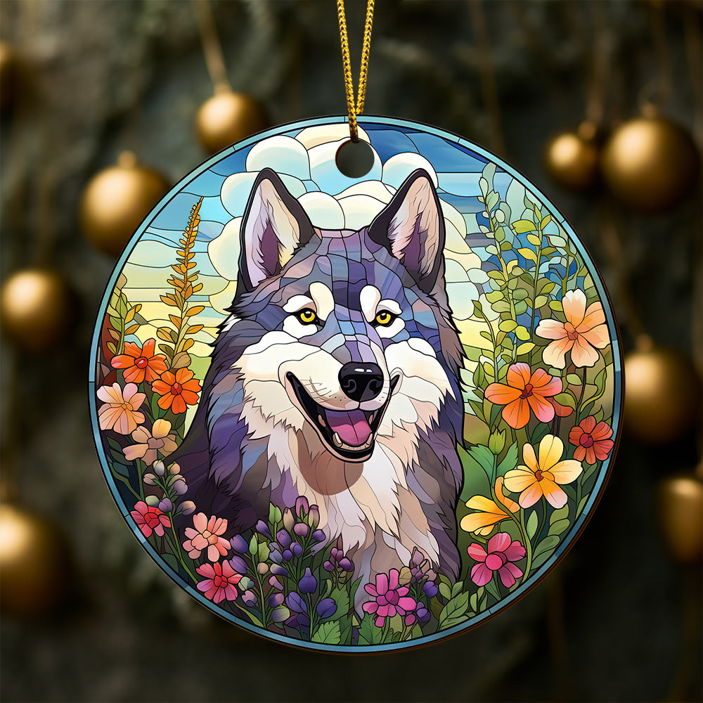 Husky Wooden Ornaments 2 Sides, Husky Ornaments For Christmas Tree, Christmas Tree Hanging, Christmas Decorations EPHG-52481