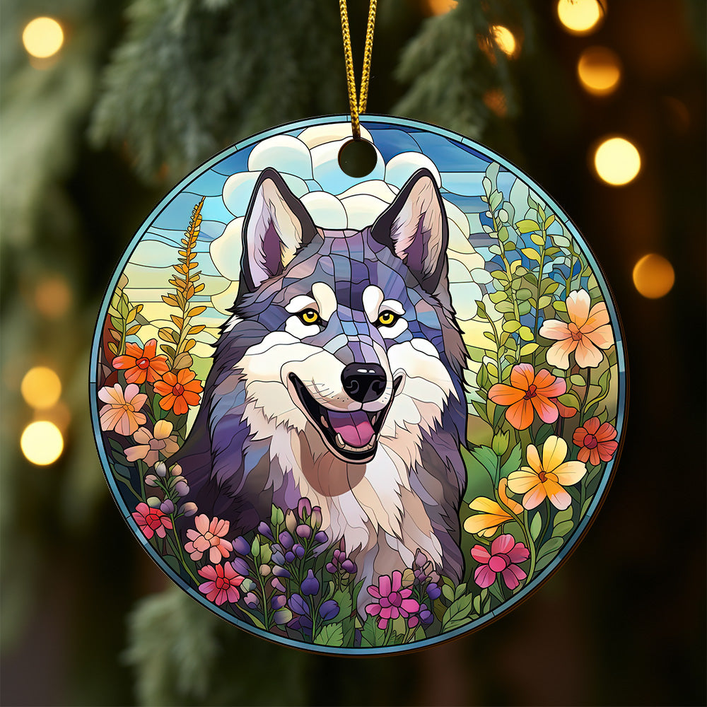 Husky Wooden Ornaments 2 Sides, Husky Ornaments For Christmas Tree, Christmas Tree Hanging, Christmas Decorations EPHG-52481