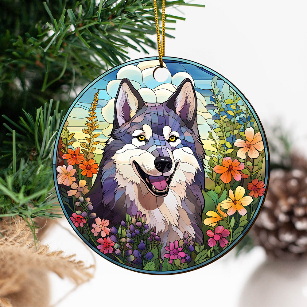 Husky Wooden Ornaments 2 Sides, Husky Ornaments For Christmas Tree, Christmas Tree Hanging, Christmas Decorations EPHG-52481