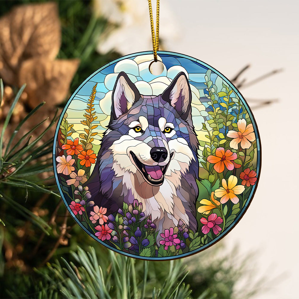 Husky Wooden Ornaments 2 Sides, Husky Ornaments For Christmas Tree, Christmas Tree Hanging, Christmas Decorations EPHG-52481