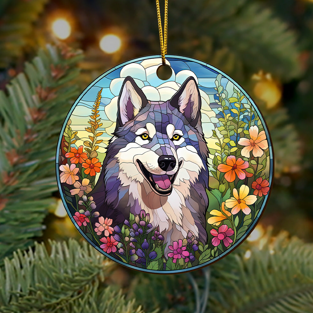 Husky Wooden Ornaments 2 Sides, Husky Ornaments For Christmas Tree, Christmas Tree Hanging, Christmas Decorations EPHG-52481