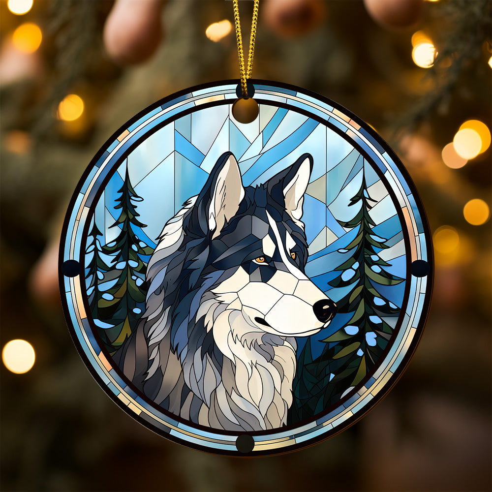 Husky Wooden Ornaments 2 Sides, Husky Ornaments For Christmas Tree, Christmas Tree Hanging, Christmas Decorations EPHG-52481