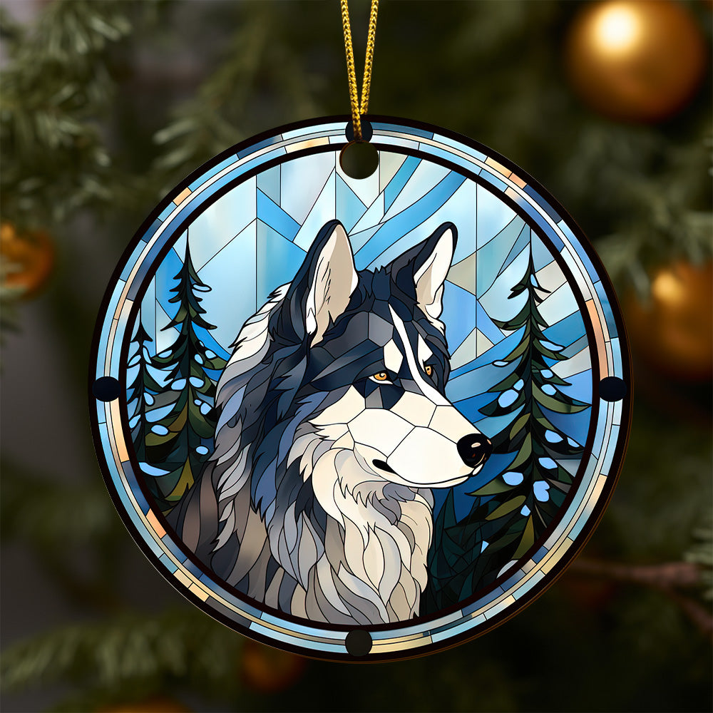 Husky Wooden Ornaments 2 Sides, Husky Ornaments For Christmas Tree, Christmas Tree Hanging, Christmas Decorations EPHG-52481