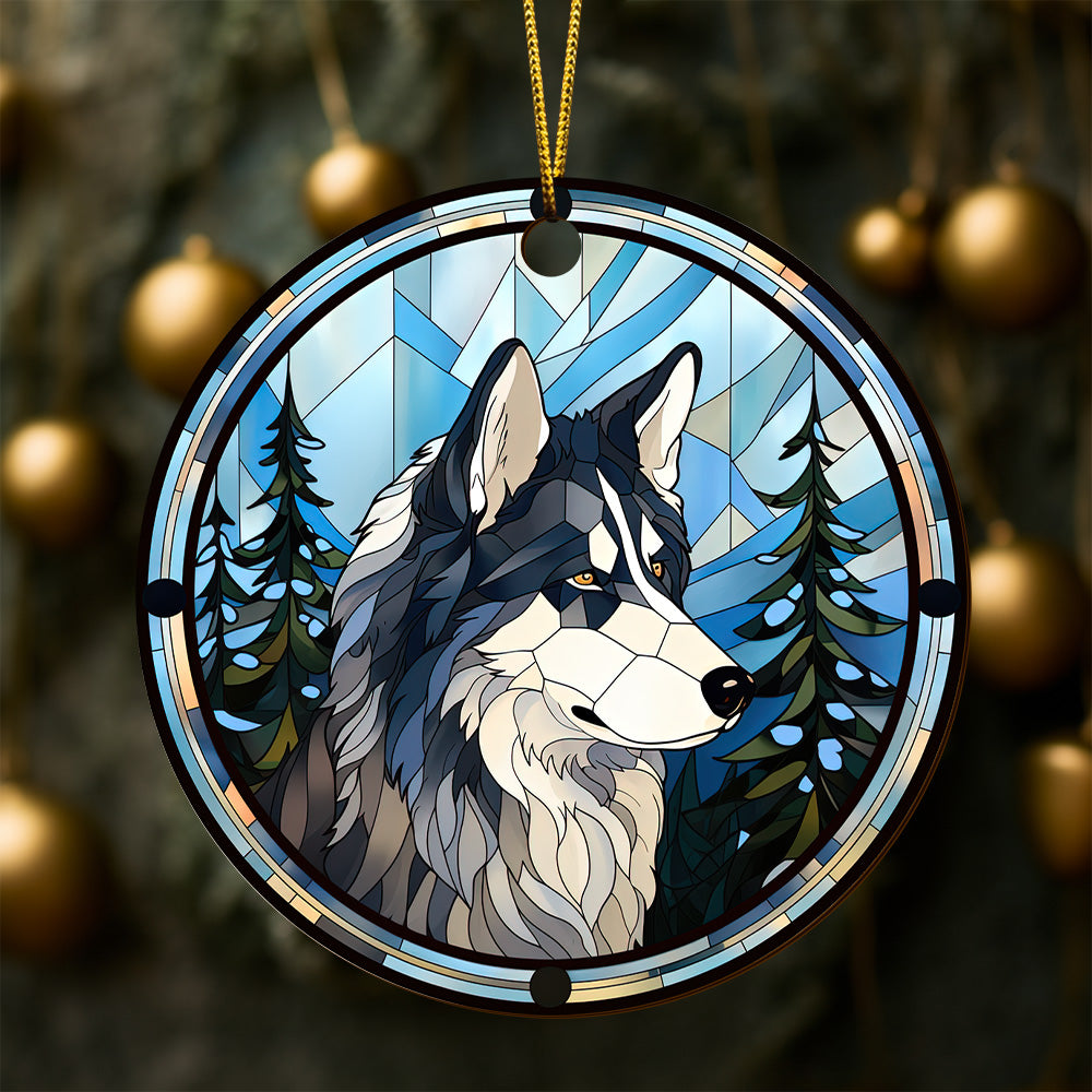 Husky Wooden Ornaments 2 Sides, Husky Ornaments For Christmas Tree, Christmas Tree Hanging, Christmas Decorations EPHG-52481