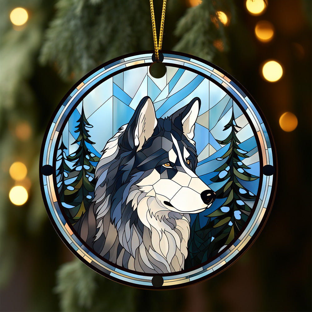 Husky Wooden Ornaments 2 Sides, Husky Ornaments For Christmas Tree, Christmas Tree Hanging, Christmas Decorations EPHG-52481