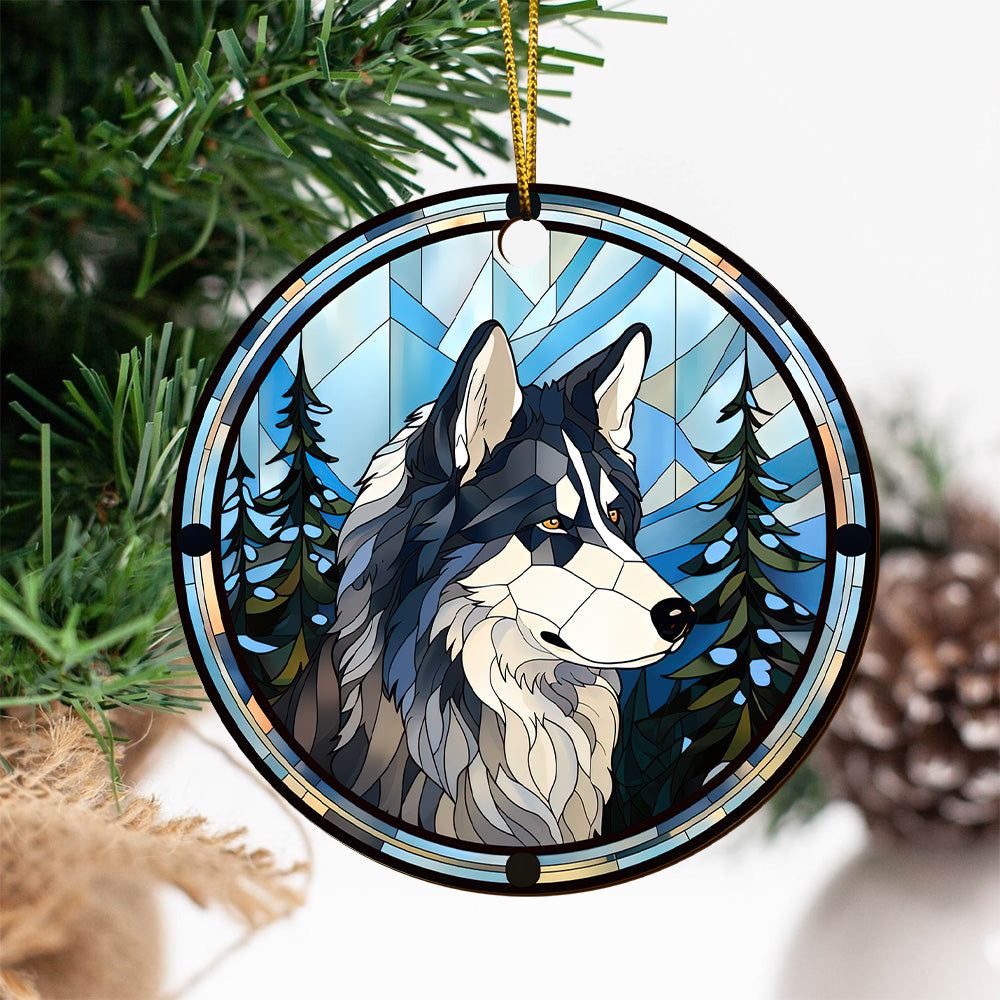 Husky Wooden Ornaments 2 Sides, Husky Ornaments For Christmas Tree, Christmas Tree Hanging, Christmas Decorations EPHG-52481