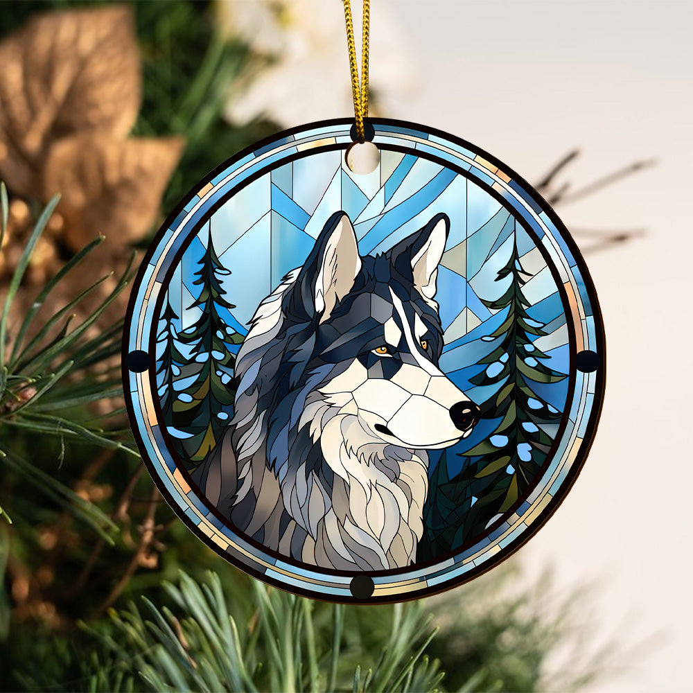 Husky Wooden Ornaments 2 Sides, Husky Ornaments For Christmas Tree, Christmas Tree Hanging, Christmas Decorations EPHG-52481