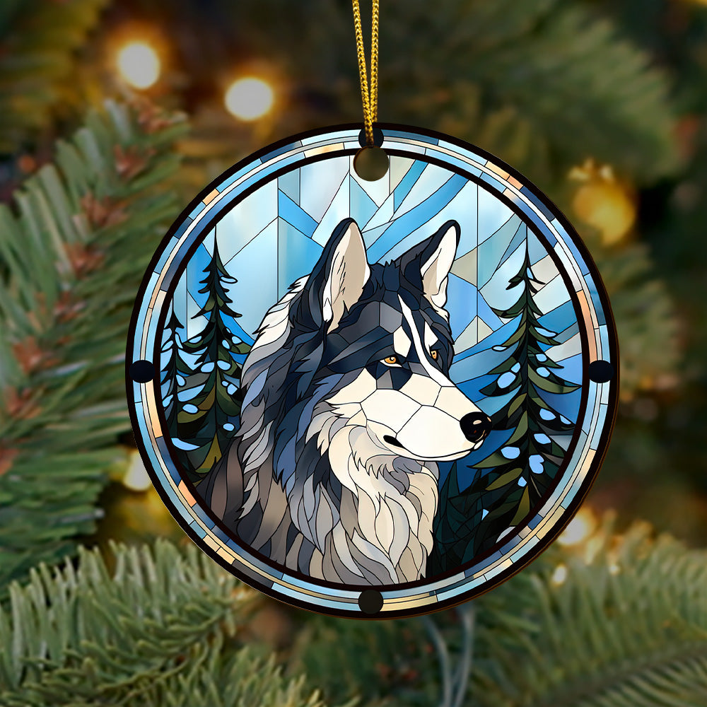 Husky Wooden Ornaments 2 Sides, Husky Ornaments For Christmas Tree, Christmas Tree Hanging, Christmas Decorations EPHG-52481