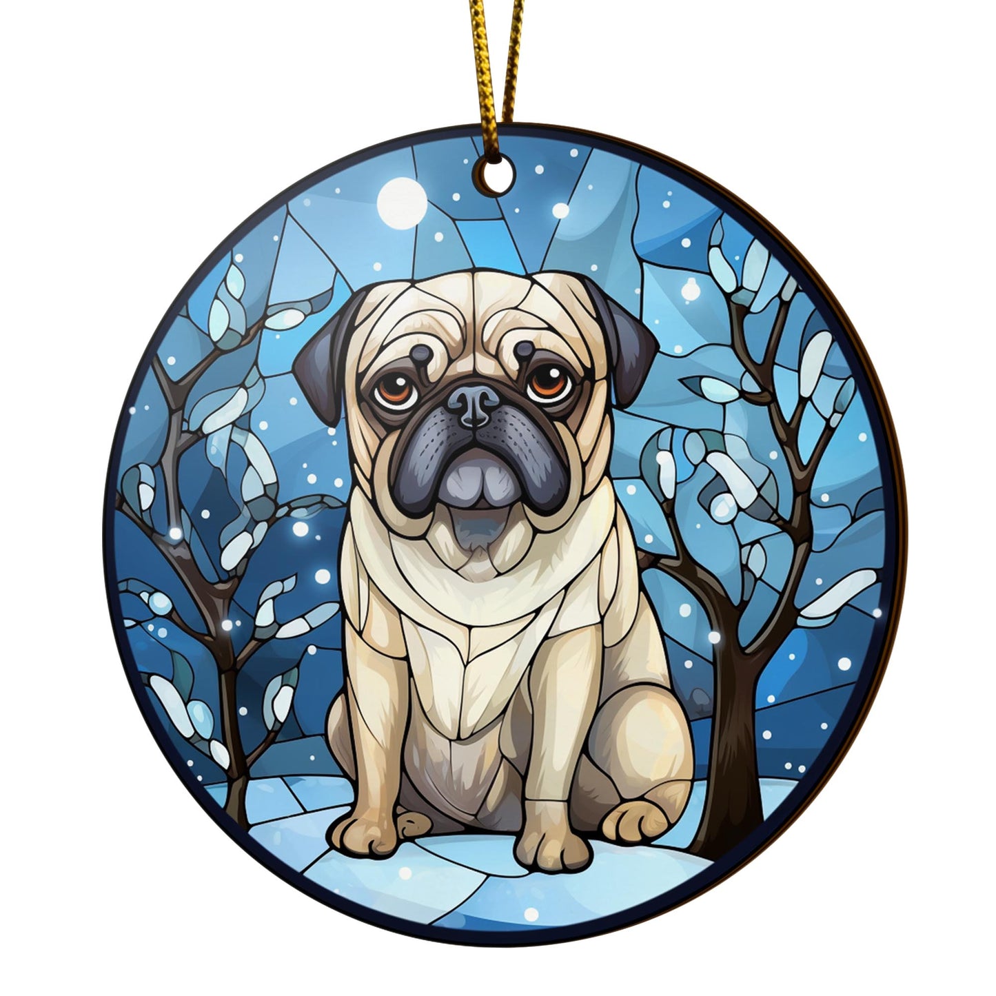 Pug Wooden Ornaments 2 Sides, Pug Ornaments For Christmas Tree, Christmas Tree Hanging, Christmas Decorations EPHG-52483