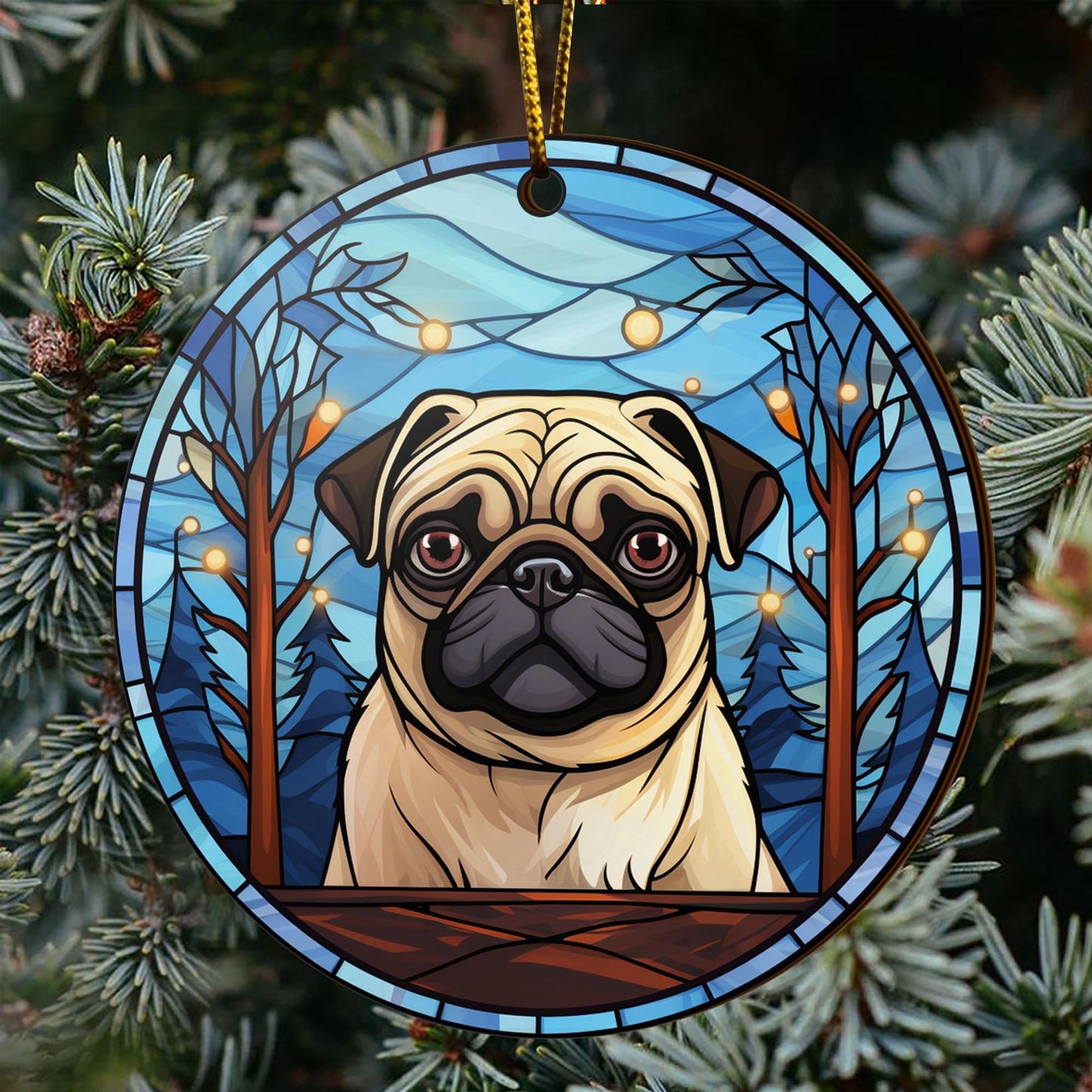 Pug Wooden Ornaments 2 Sides, Pug Ornaments For Christmas Tree, Christmas Tree Hanging, Christmas Decorations EPHG-52483