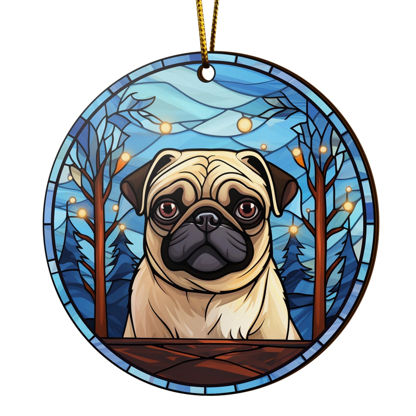 Pug Wooden Ornaments 2 Sides, Pug Ornaments For Christmas Tree, Christmas Tree Hanging, Christmas Decorations EPHG-52483