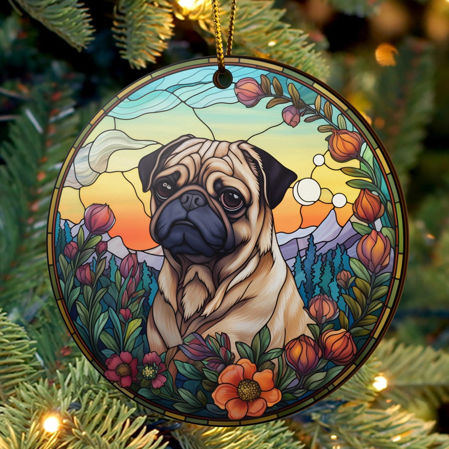 Pug Wooden Ornaments 2 Sides, Pug Ornaments For Christmas Tree, Christmas Tree Hanging, Christmas Decorations EPHG-52483