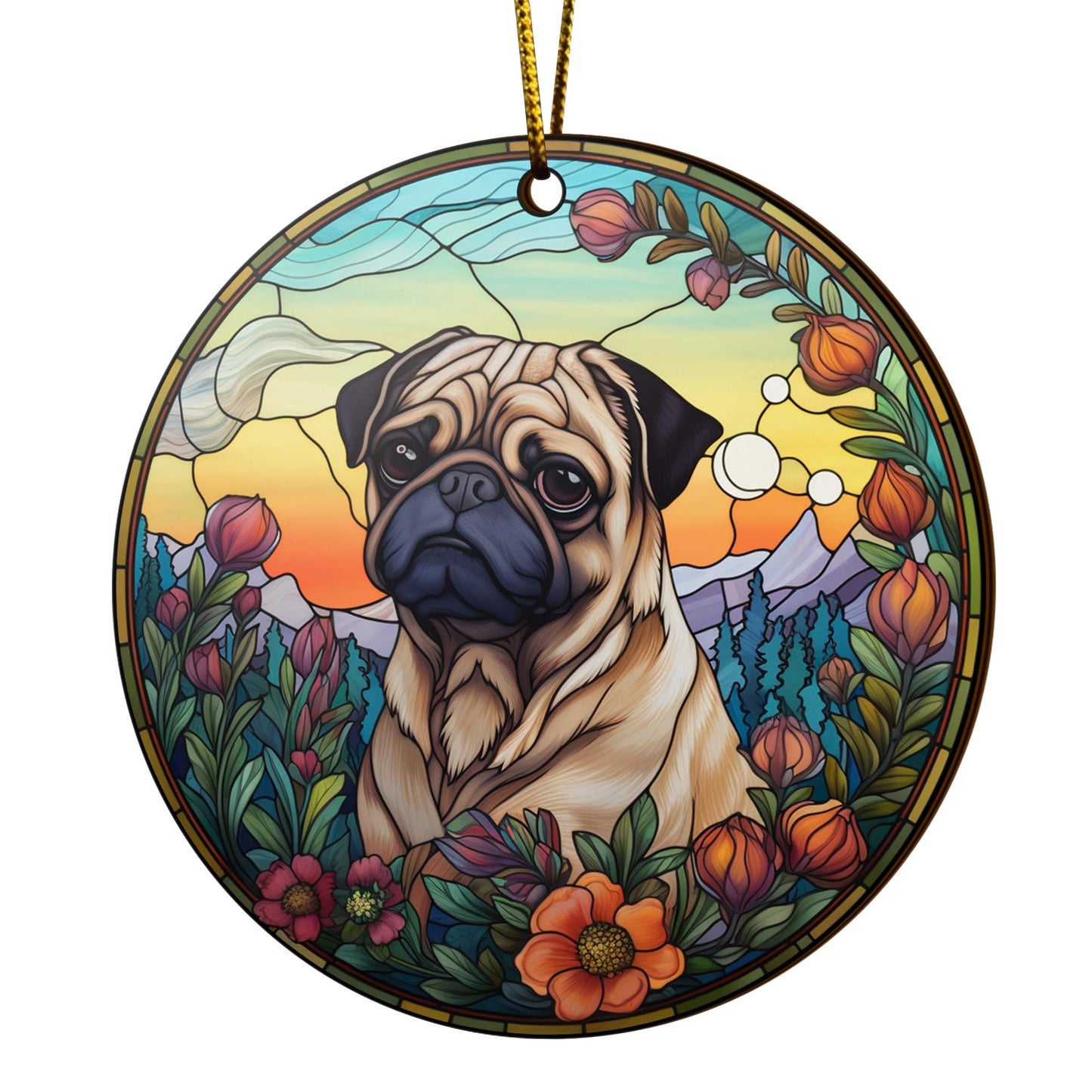 Pug Wooden Ornaments 2 Sides, Pug Ornaments For Christmas Tree, Christmas Tree Hanging, Christmas Decorations EPHG-52483