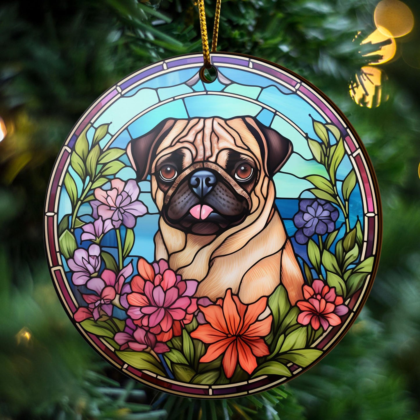 Pug Wooden Ornaments 2 Sides, Pug Ornaments For Christmas Tree, Christmas Tree Hanging, Christmas Decorations EPHG-52483