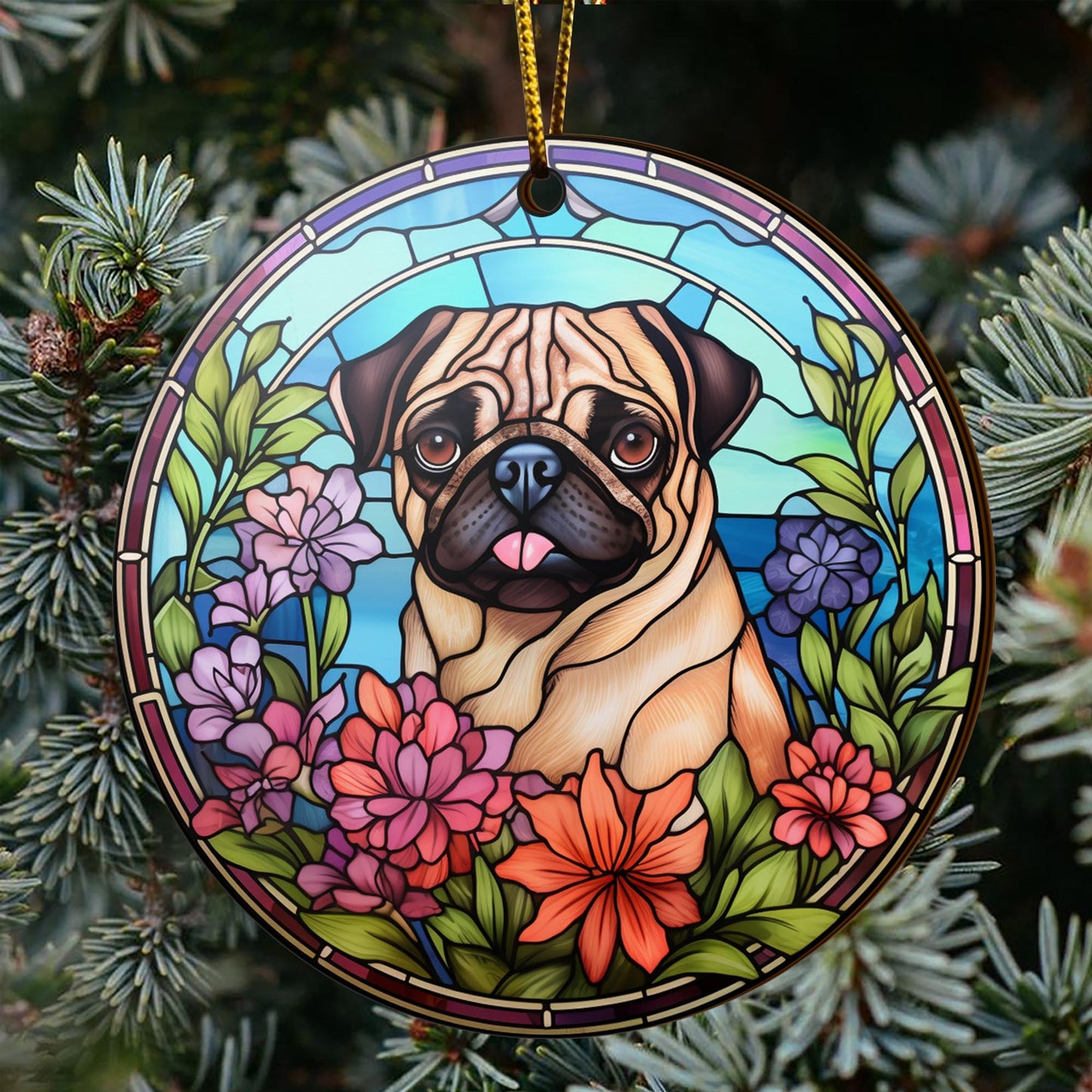 Pug Wooden Ornaments 2 Sides, Pug Ornaments For Christmas Tree, Christmas Tree Hanging, Christmas Decorations EPHG-52483