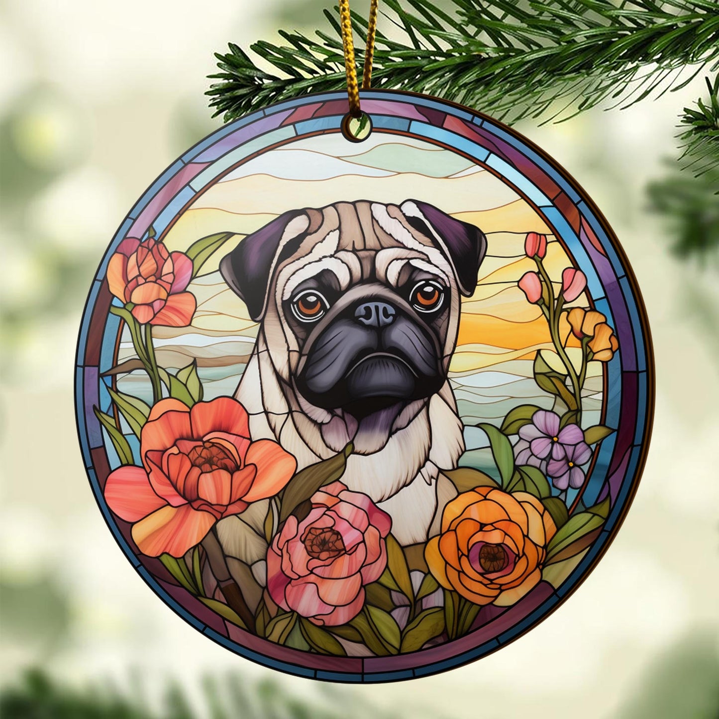 Pug Wooden Ornaments 2 Sides, Pug Ornaments For Christmas Tree, Christmas Tree Hanging, Christmas Decorations EPHG-52483