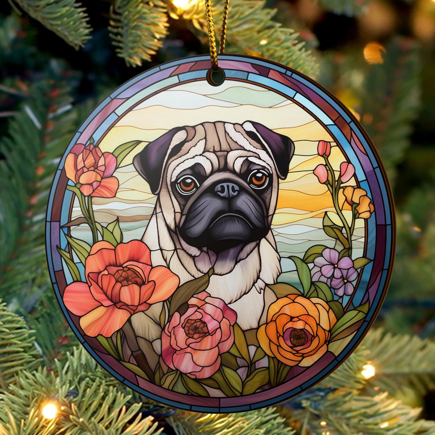 Pug Wooden Ornaments 2 Sides, Pug Ornaments For Christmas Tree, Christmas Tree Hanging, Christmas Decorations EPHG-52483