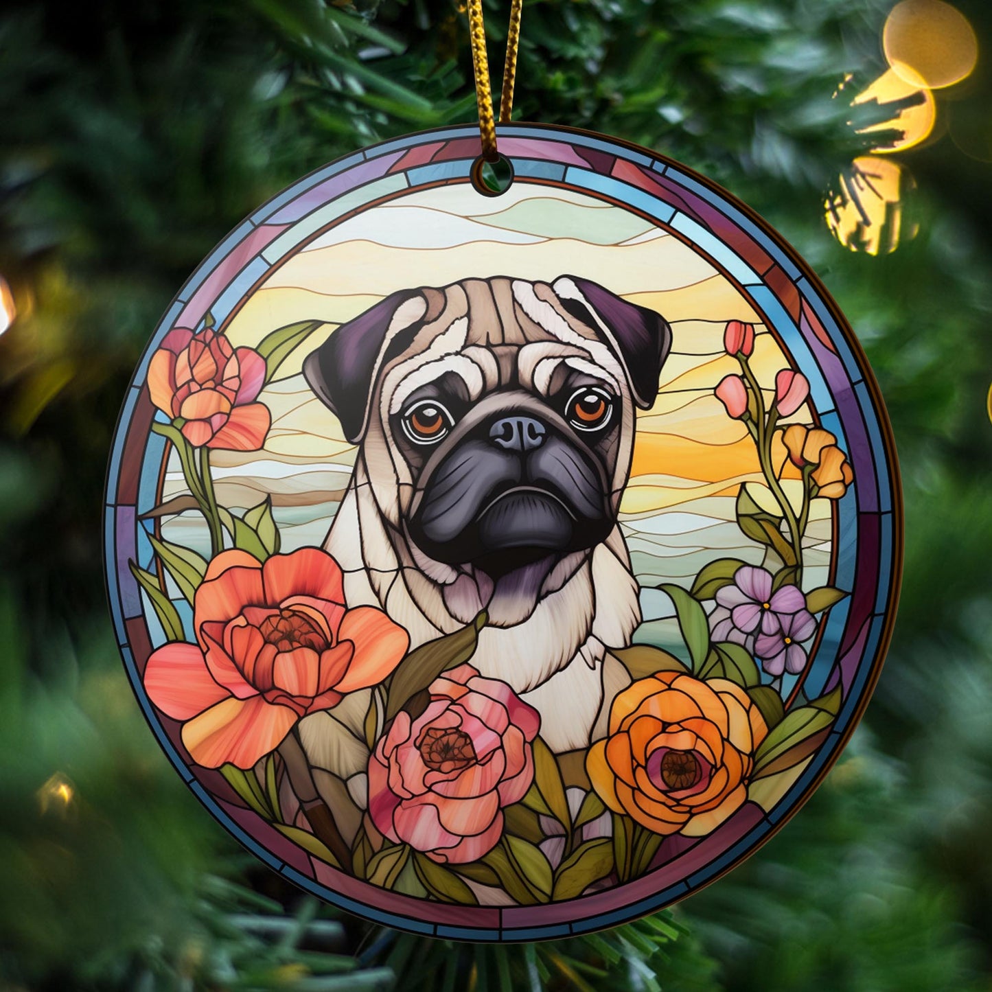 Pug Wooden Ornaments 2 Sides, Pug Ornaments For Christmas Tree, Christmas Tree Hanging, Christmas Decorations EPHG-52483