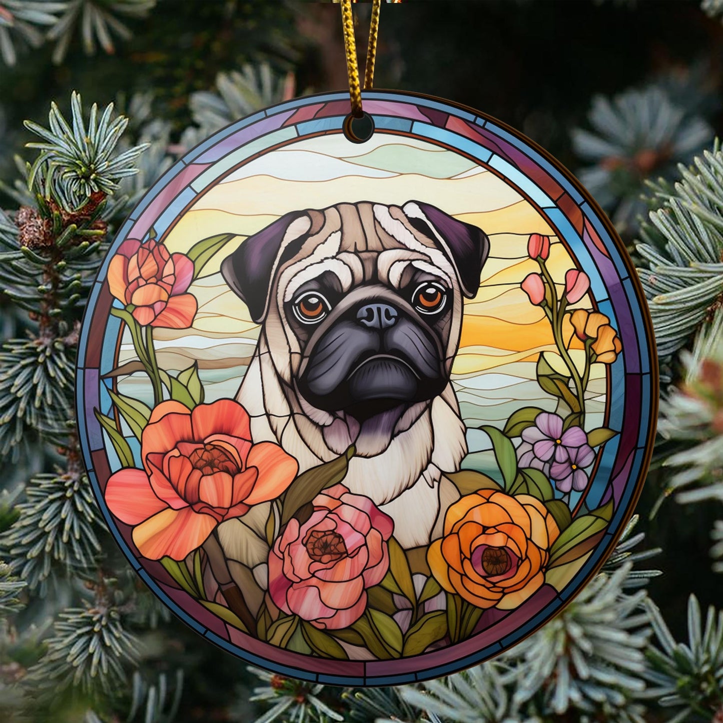 Pug Wooden Ornaments 2 Sides, Pug Ornaments For Christmas Tree, Christmas Tree Hanging, Christmas Decorations EPHG-52483