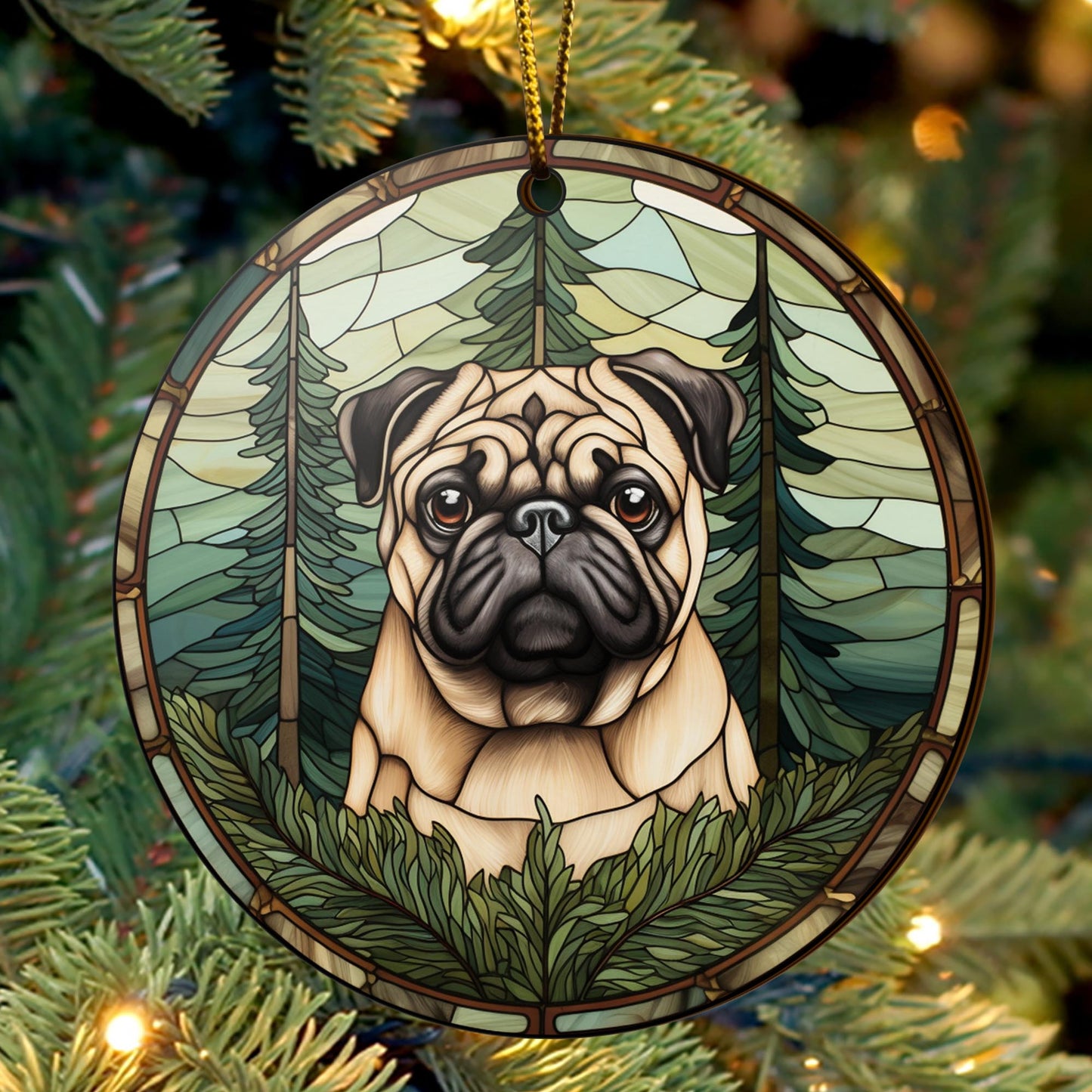 Pug Pug Wooden Ornaments 2 Sides, Pug Ornaments For Christmas Tree, Christmas Tree Hanging, Christmas Decorations EPHG-52483