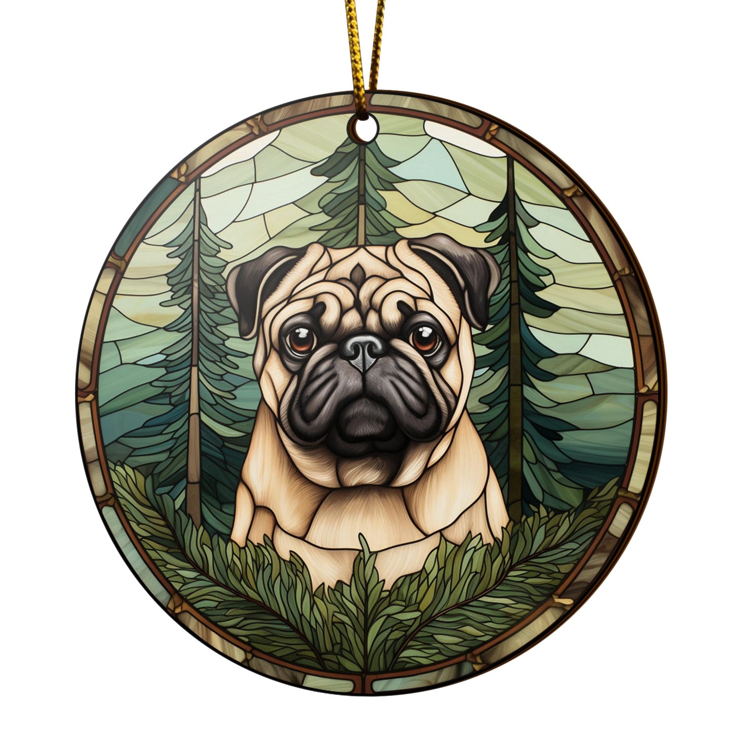 Pug Pug Wooden Ornaments 2 Sides, Pug Ornaments For Christmas Tree, Christmas Tree Hanging, Christmas Decorations EPHG-52483