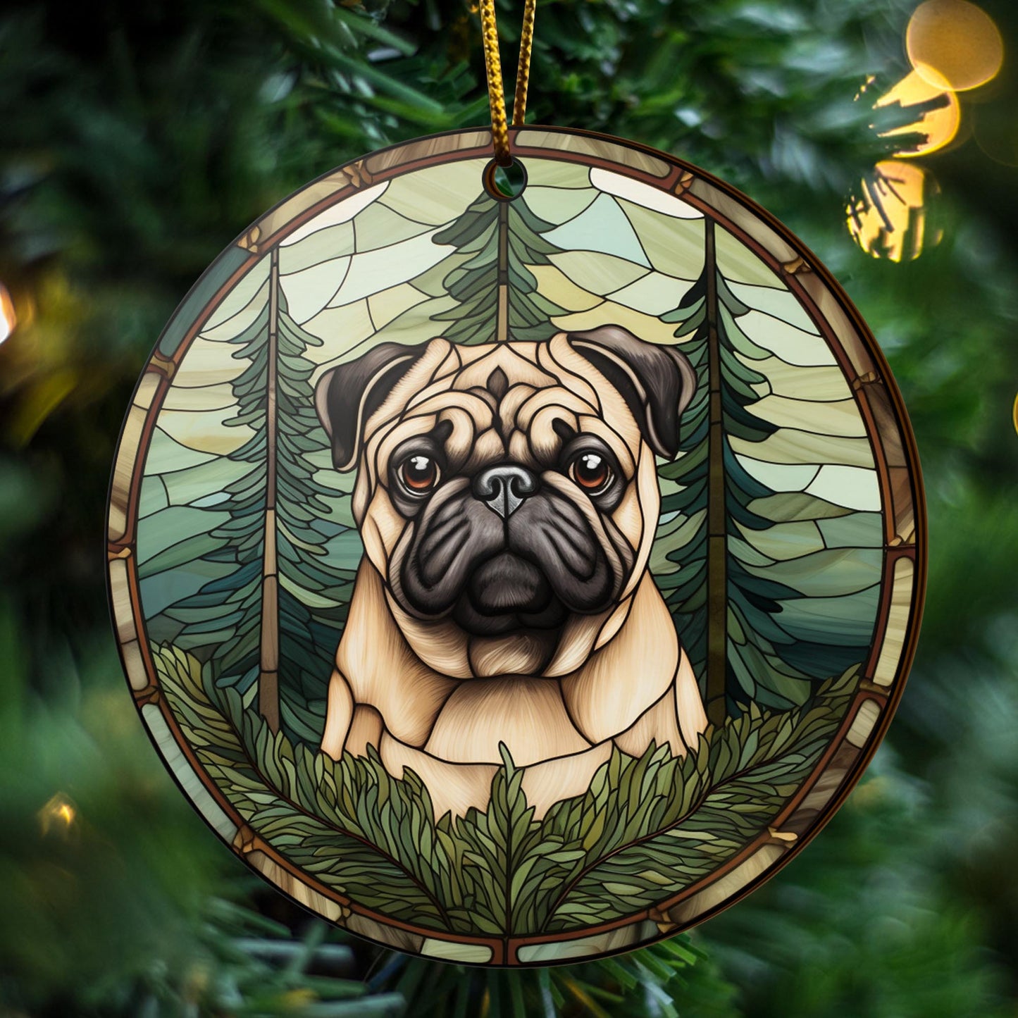 Pug Pug Wooden Ornaments 2 Sides, Pug Ornaments For Christmas Tree, Christmas Tree Hanging, Christmas Decorations EPHG-52483