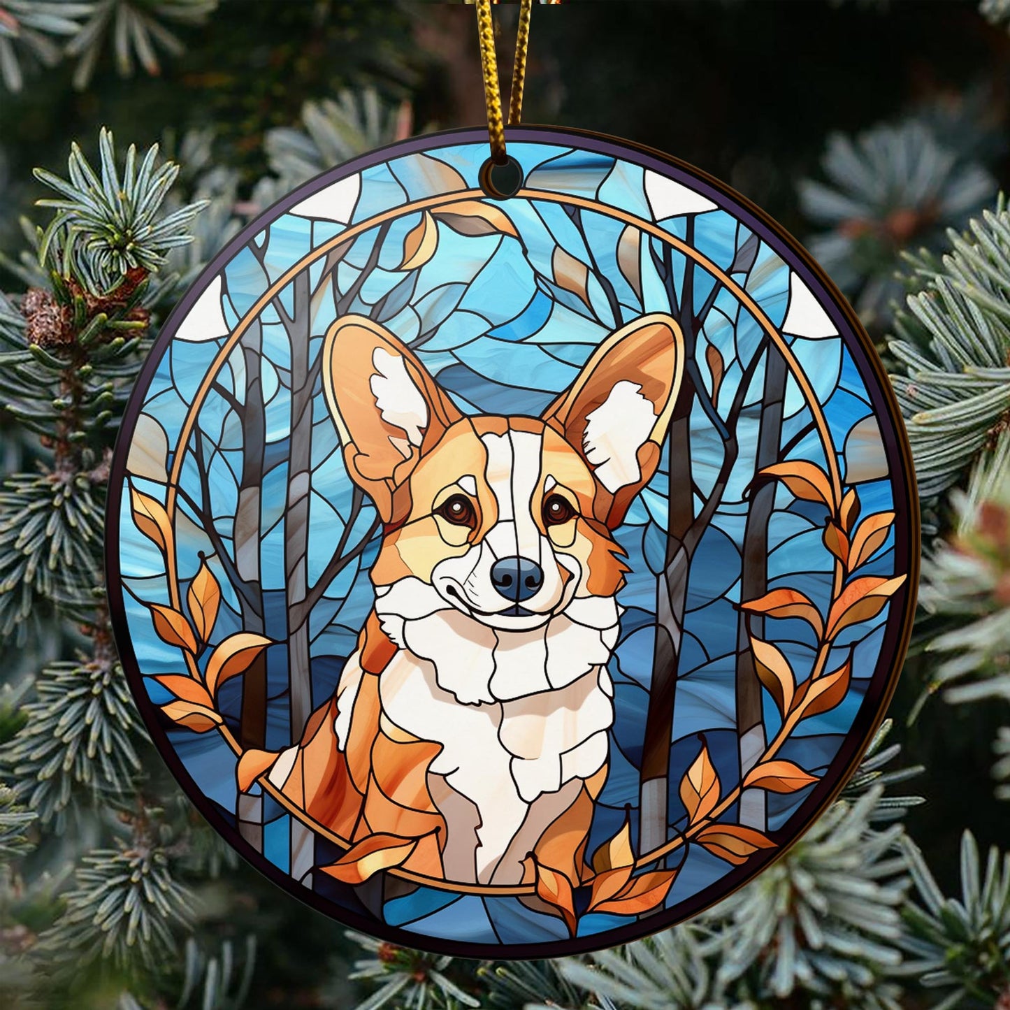 Corgi Wooden Ornaments 2 Sides, Corgi Ornaments For Christmas Tree, Christmas Tree Hanging, Christmas Decorations EPHG-52485