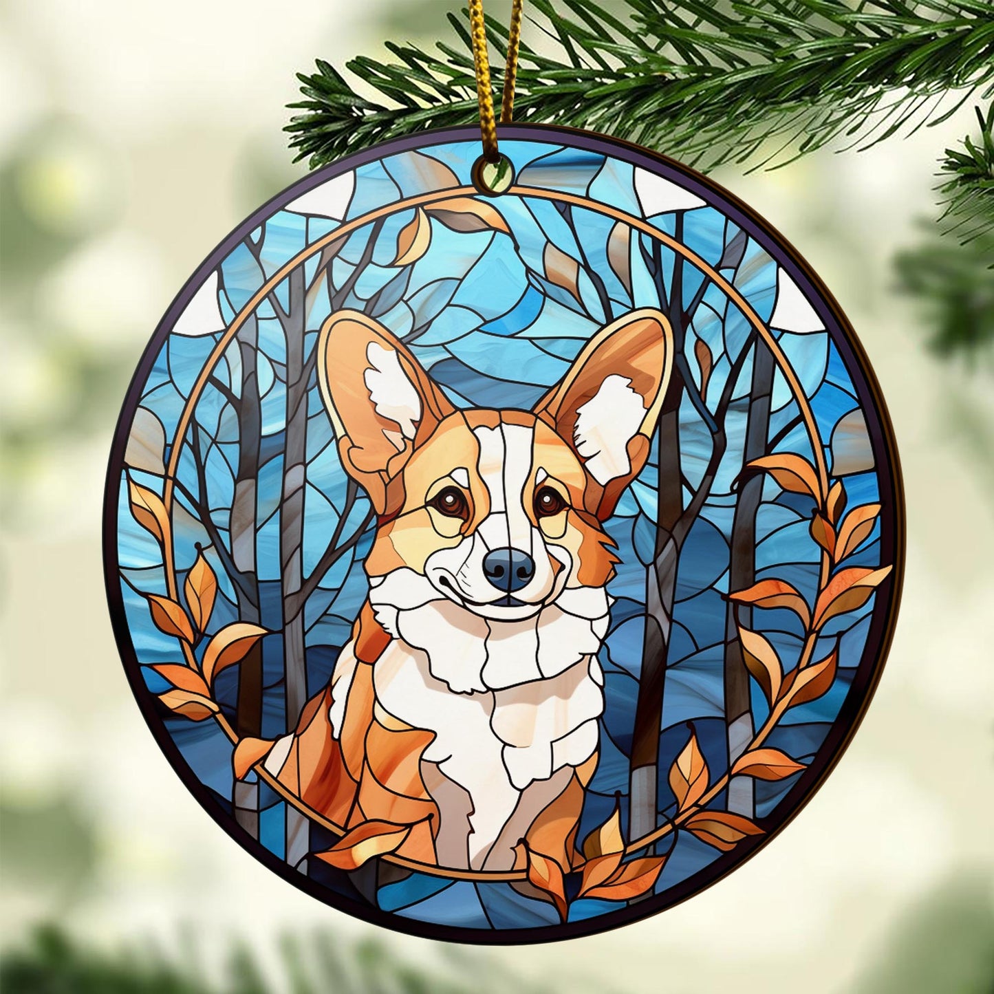 Corgi Wooden Ornaments 2 Sides, Corgi Ornaments For Christmas Tree, Christmas Tree Hanging, Christmas Decorations EPHG-52485