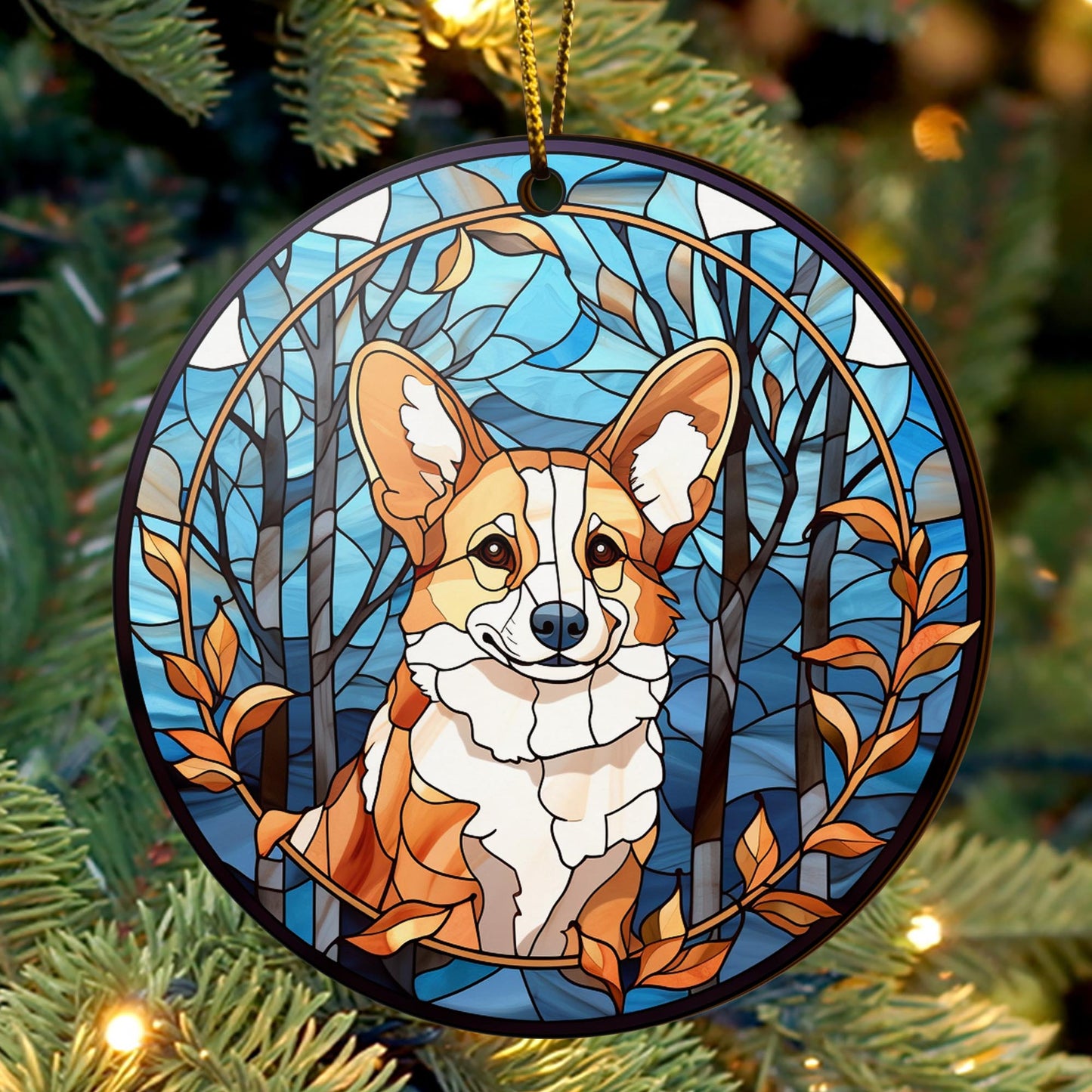 Corgi Wooden Ornaments 2 Sides, Corgi Ornaments For Christmas Tree, Christmas Tree Hanging, Christmas Decorations EPHG-52485