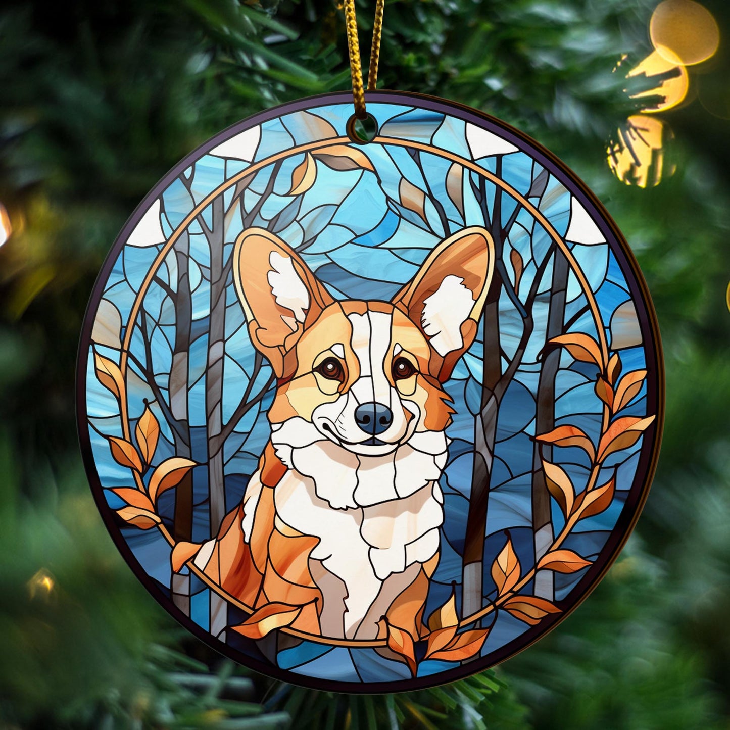 Corgi Wooden Ornaments 2 Sides, Corgi Ornaments For Christmas Tree, Christmas Tree Hanging, Christmas Decorations EPHG-52485