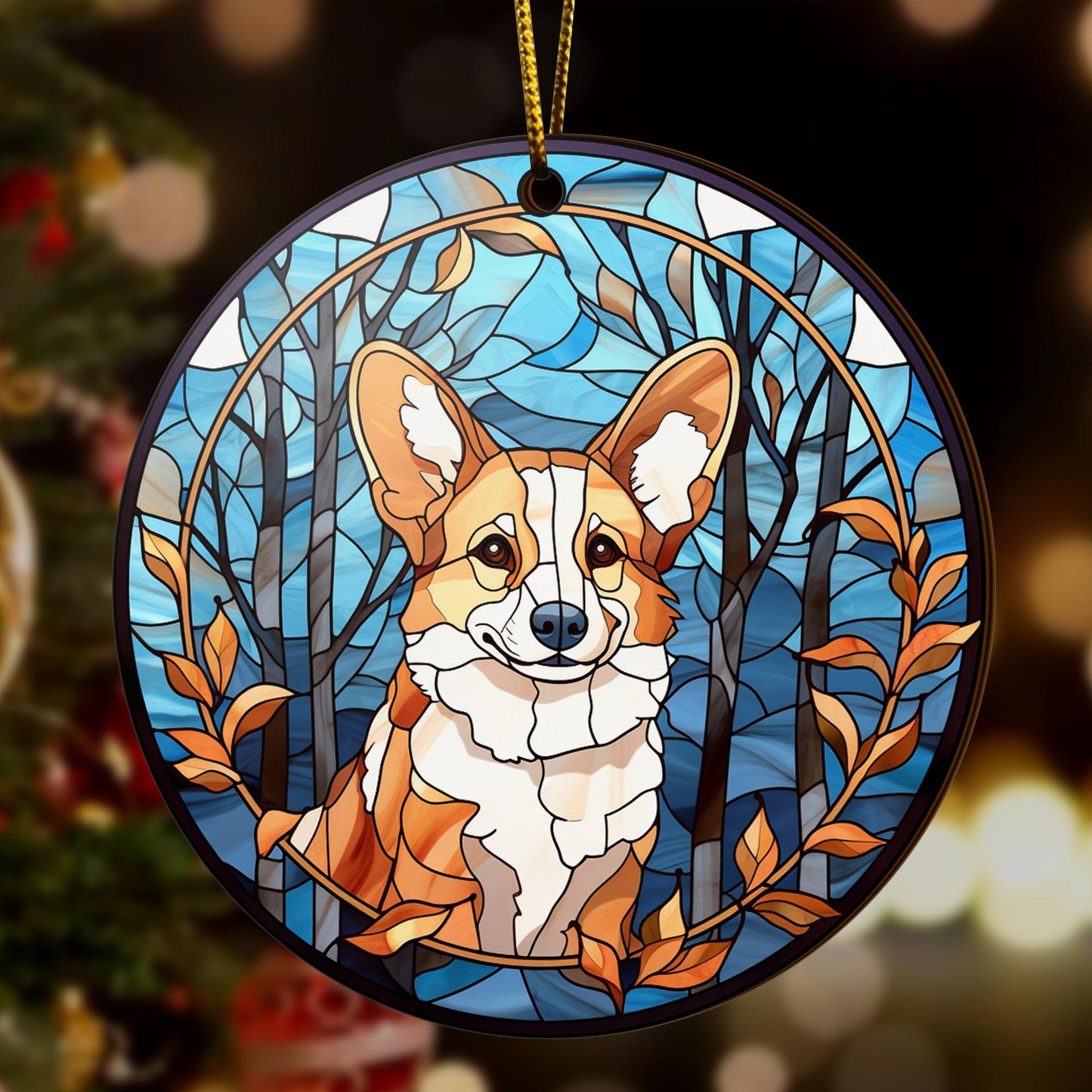 Corgi Wooden Ornaments 2 Sides, Corgi Ornaments For Christmas Tree, Christmas Tree Hanging, Christmas Decorations EPHG-52485