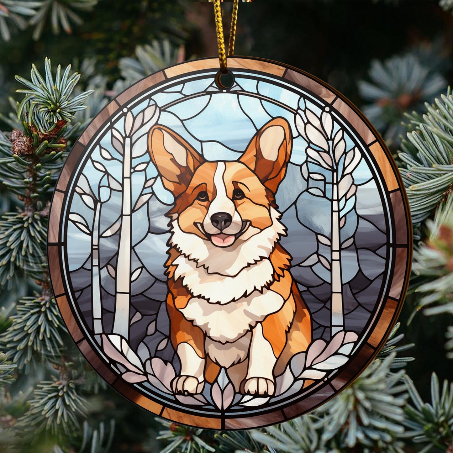 Corgi Wooden Ornaments 2 Sides, Corgi Ornaments For Christmas Tree, Christmas Tree Hanging, Christmas Decorations EPHG-52485