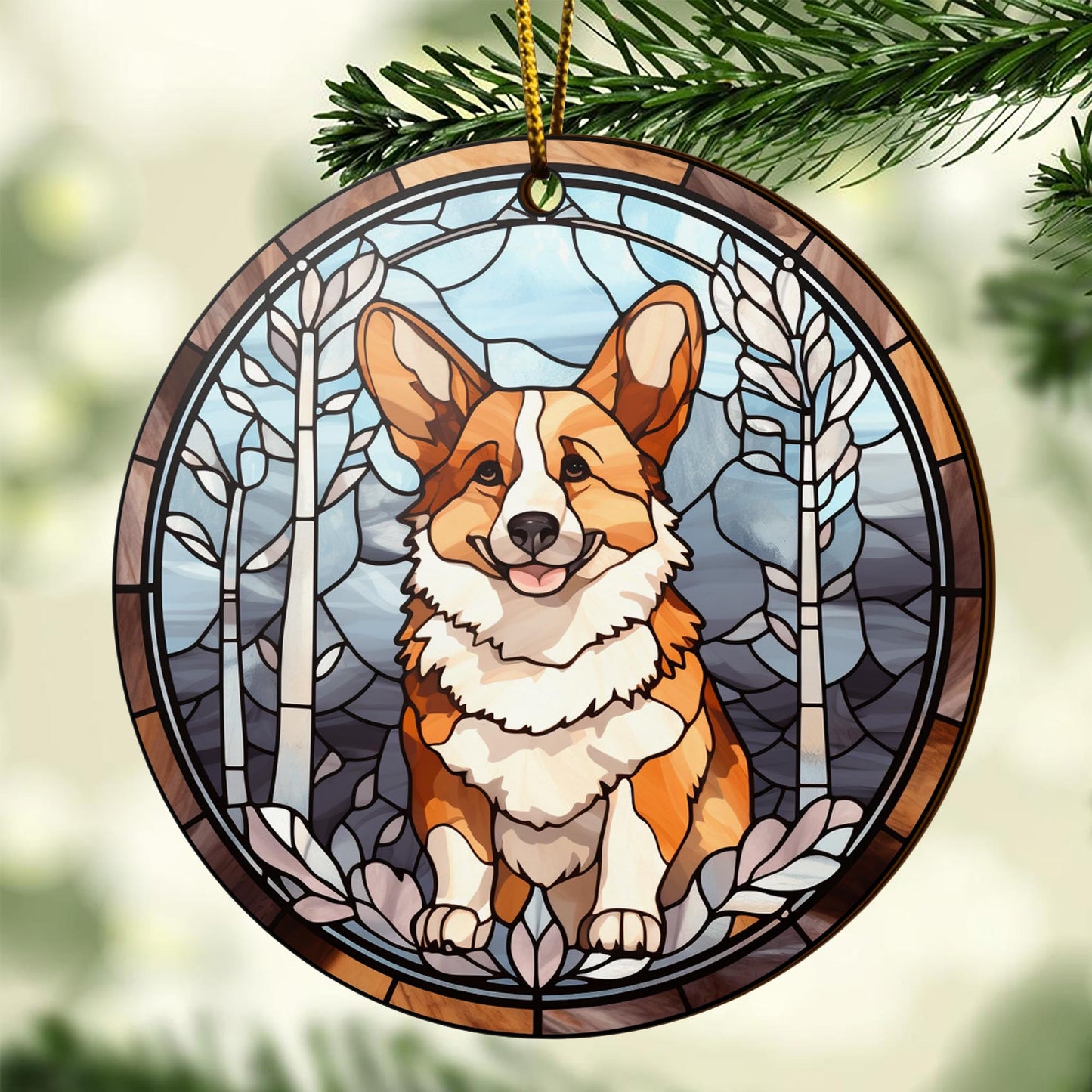 Corgi Wooden Ornaments 2 Sides, Corgi Ornaments For Christmas Tree, Christmas Tree Hanging, Christmas Decorations EPHG-52485