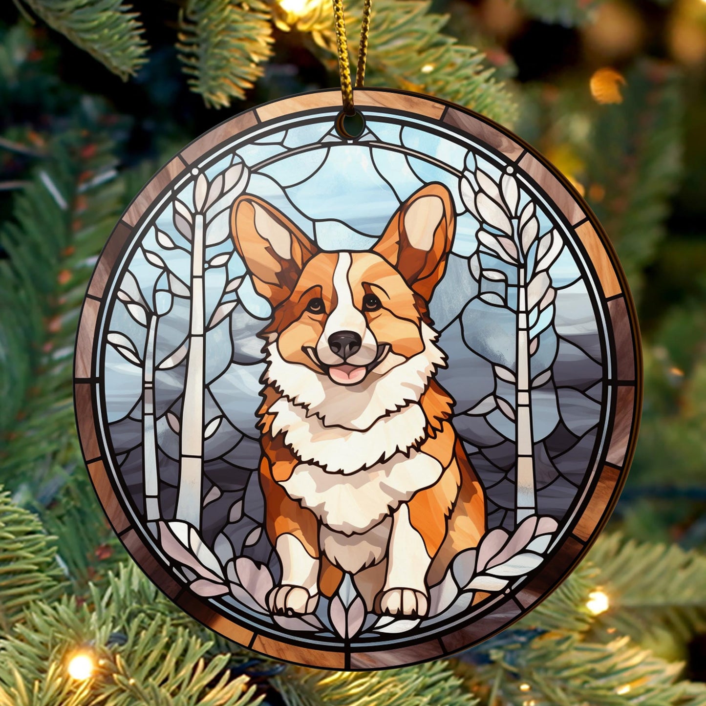 Corgi Wooden Ornaments 2 Sides, Corgi Ornaments For Christmas Tree, Christmas Tree Hanging, Christmas Decorations EPHG-52485