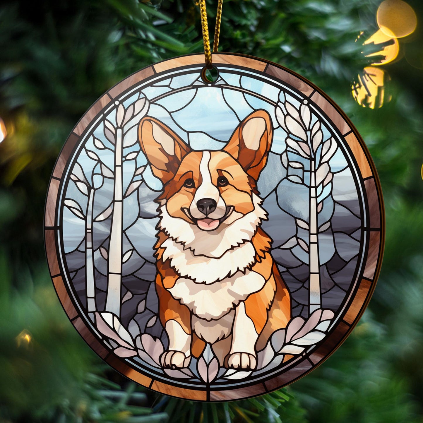 Corgi Wooden Ornaments 2 Sides, Corgi Ornaments For Christmas Tree, Christmas Tree Hanging, Christmas Decorations EPHG-52485