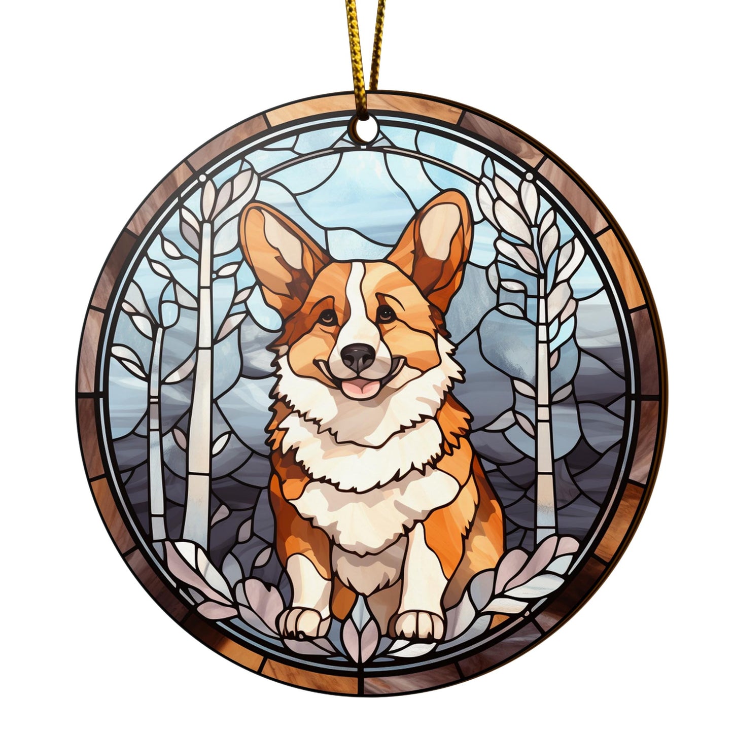 Corgi Wooden Ornaments 2 Sides, Corgi Ornaments For Christmas Tree, Christmas Tree Hanging, Christmas Decorations EPHG-52485