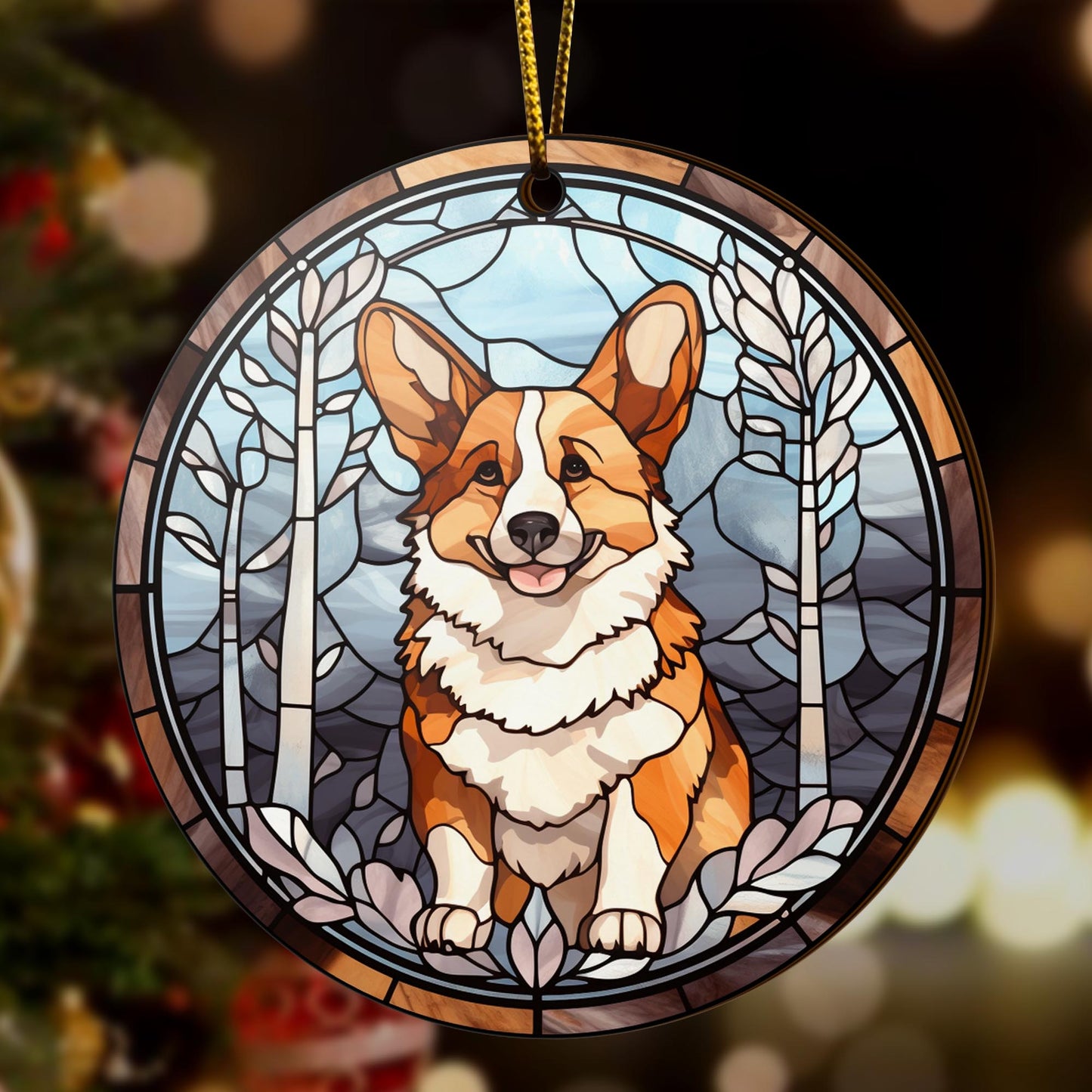 Corgi Wooden Ornaments 2 Sides, Corgi Ornaments For Christmas Tree, Christmas Tree Hanging, Christmas Decorations EPHG-52485