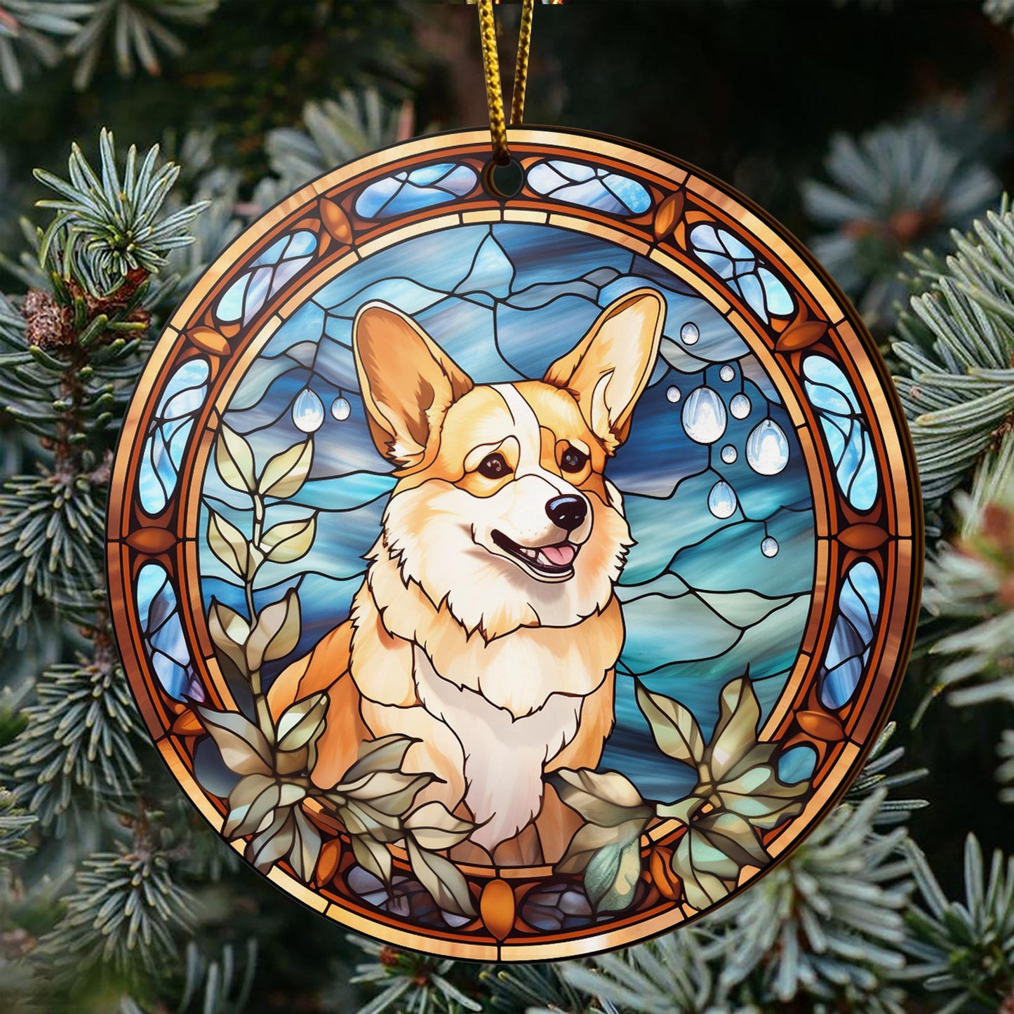 Corgi Wooden Ornaments 2 Sides, Corgi Ornaments For Christmas Tree, Christmas Tree Hanging, Christmas Decorations EPHG-52485