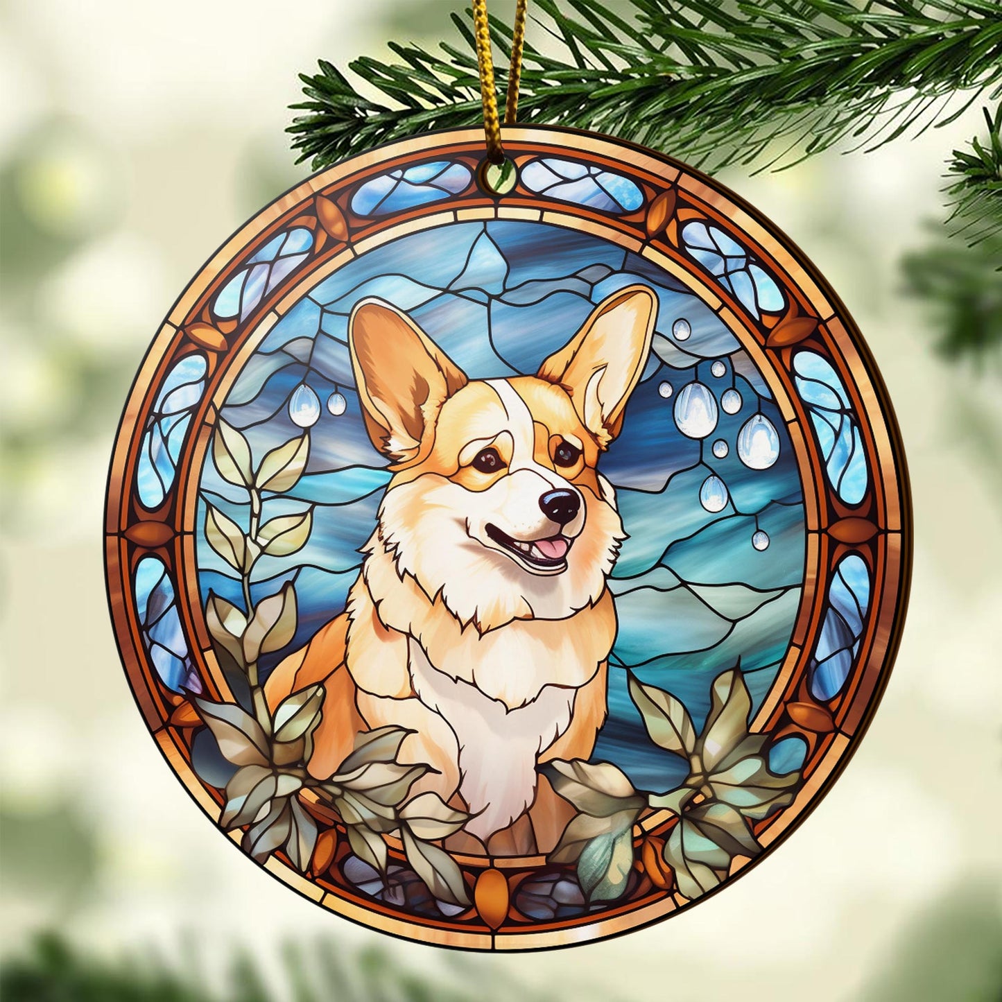 Corgi Wooden Ornaments 2 Sides, Corgi Ornaments For Christmas Tree, Christmas Tree Hanging, Christmas Decorations EPHG-52485