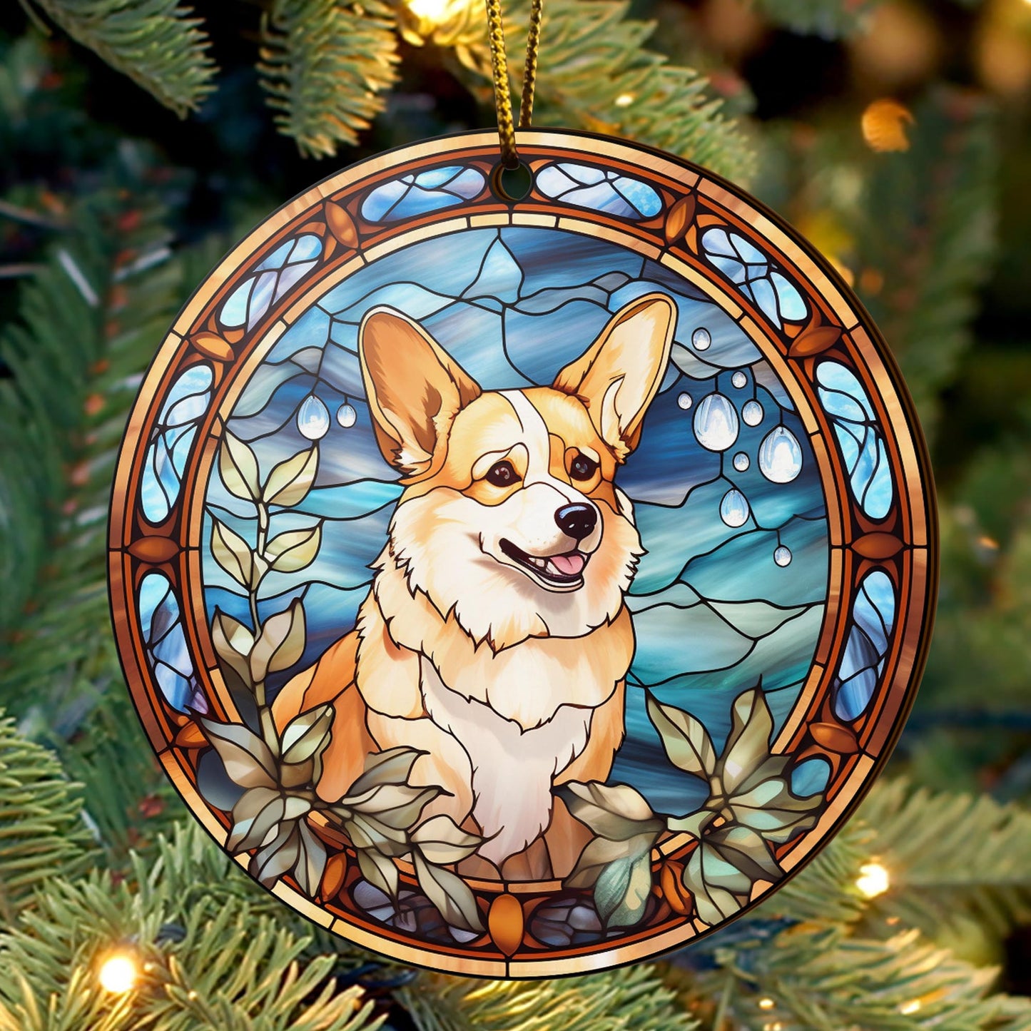 Corgi Wooden Ornaments 2 Sides, Corgi Ornaments For Christmas Tree, Christmas Tree Hanging, Christmas Decorations EPHG-52485