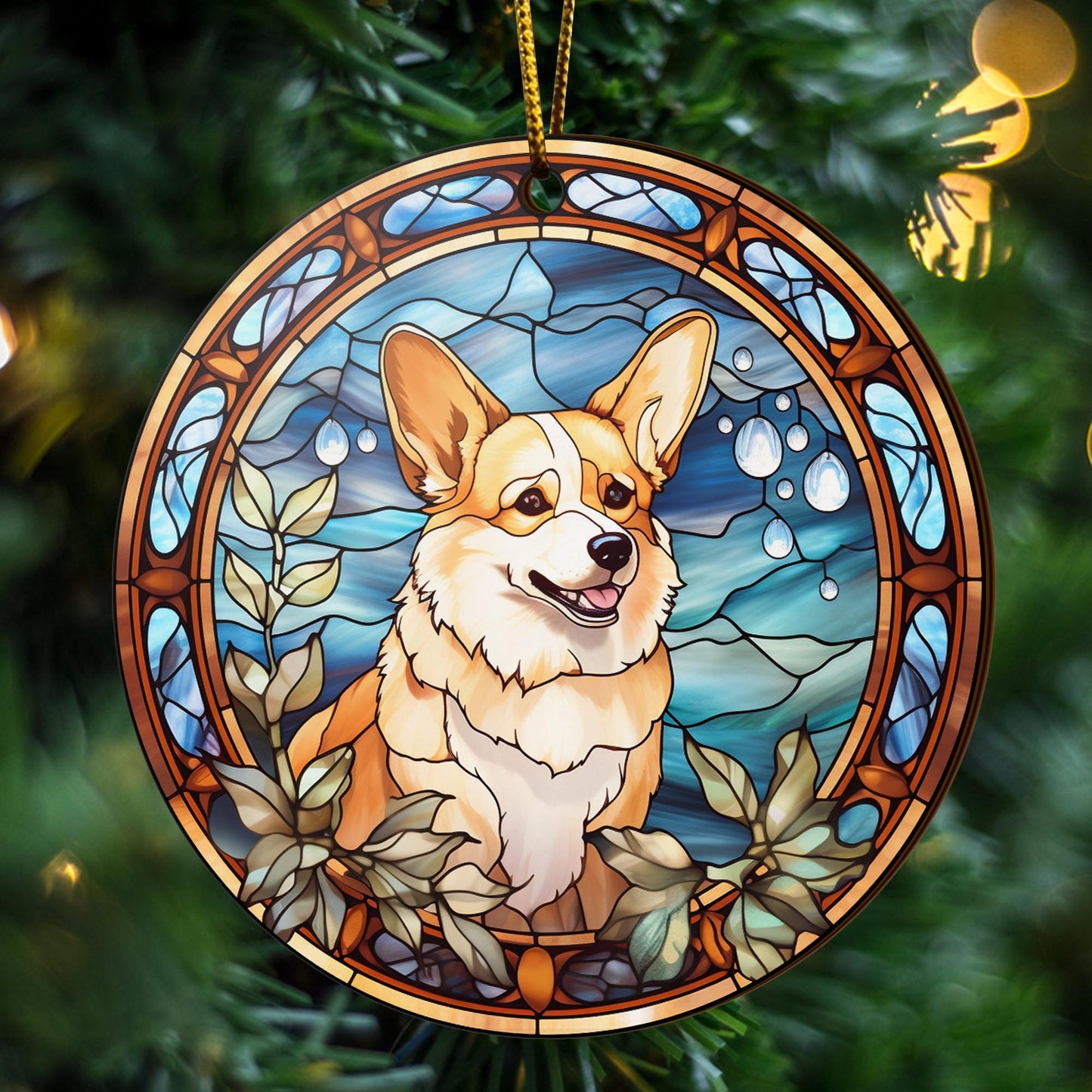 Corgi Wooden Ornaments 2 Sides, Corgi Ornaments For Christmas Tree, Christmas Tree Hanging, Christmas Decorations EPHG-52485