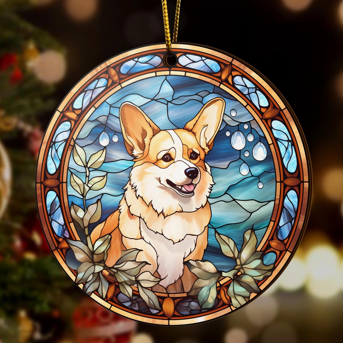 Corgi Wooden Ornaments 2 Sides, Corgi Ornaments For Christmas Tree, Christmas Tree Hanging, Christmas Decorations EPHG-52485